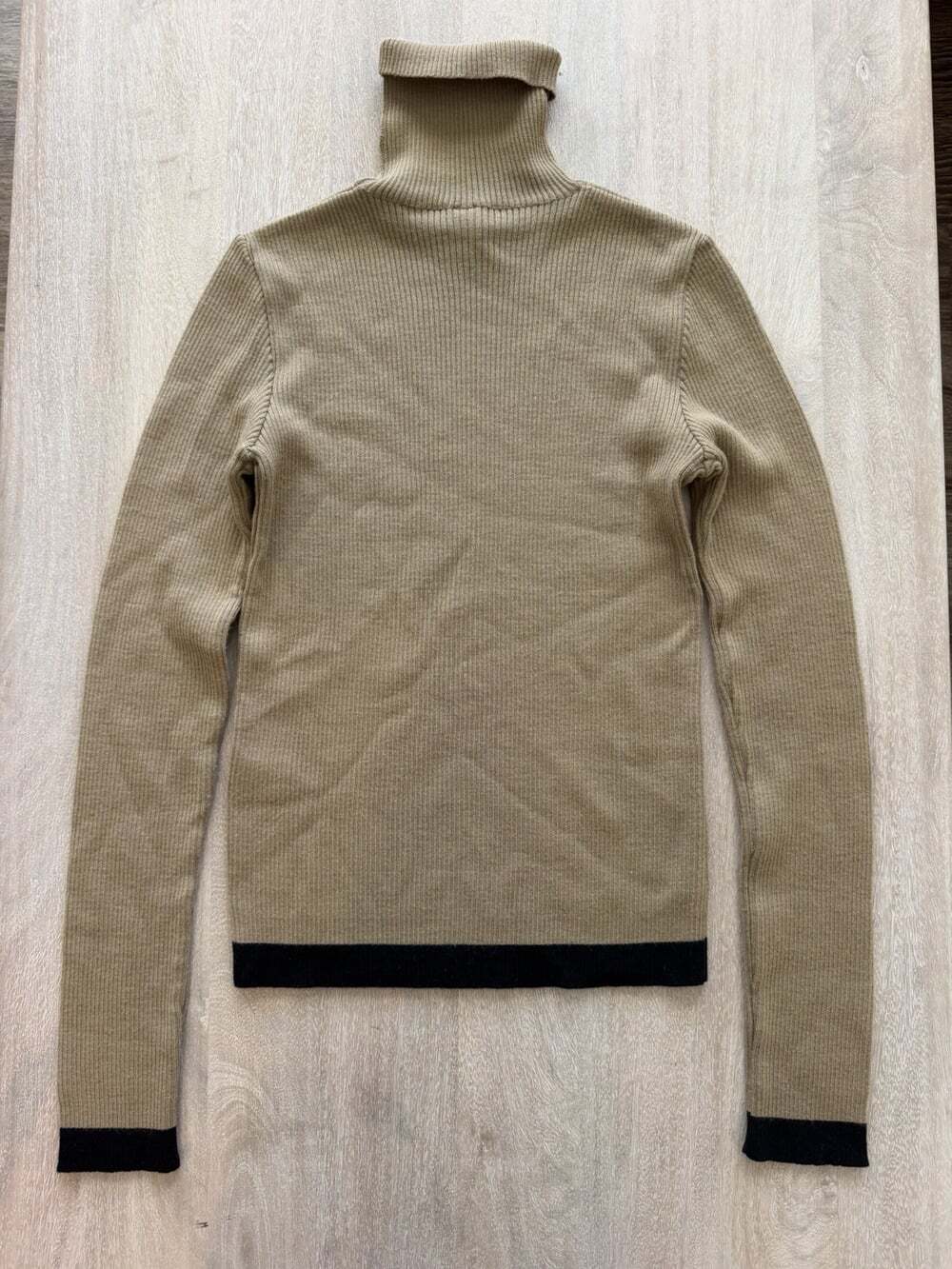 D&G Dolce & Gabbana Ribbed Knit Turtleneck Sweater in Camel Tan Size XS